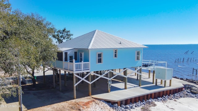 6717 Belle Fontaine Dr, Ocean Springs, MS 39564 - rear view of property featuring a water view and metal roof