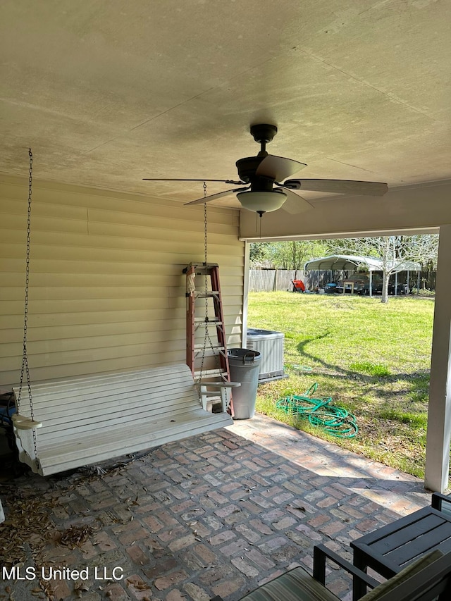 view of patio / terrace with cooling unit and ceiling fan