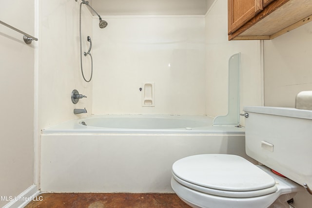 bathroom with shower / bathing tub combination and toilet