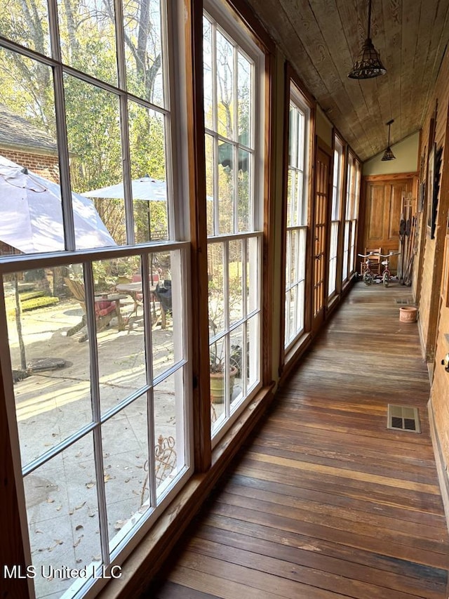 48 Fairway Dr, Natchez, MS 39120 - unfurnished sunroom with wood ceiling and vaulted ceiling