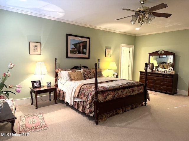 48 Fairway Dr, Natchez, MS 39120 - carpeted bedroom featuring ceiling fan and ornamental molding