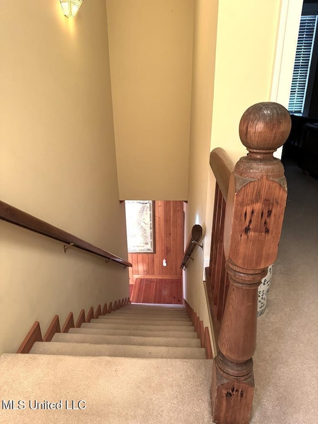 48 Fairway Dr, Natchez, MS 39120 - staircase with carpet floors and a towering ceiling