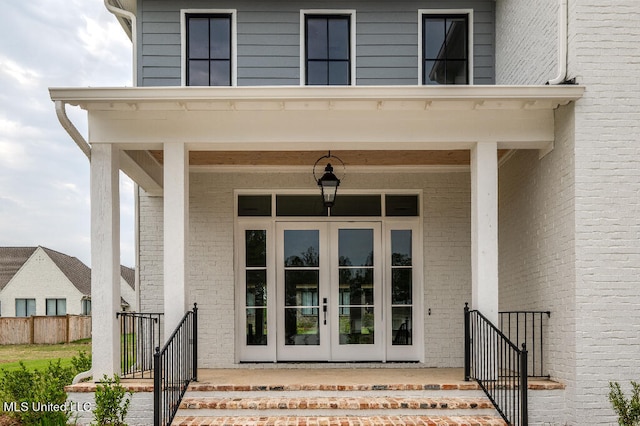 view of exterior entry with french doors