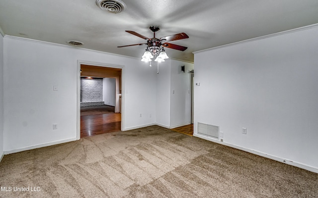 204 Turtle Creek Dr, Brandon, MS 39047 - spare room with carpet floors, ceiling fan, ornamental molding, and baseboards