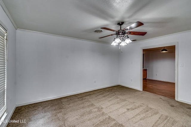 204 Turtle Creek Dr, Brandon, MS 39047 - carpeted empty room featuring ceiling fan, baseboards, and ornamental molding