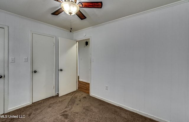 204 Turtle Creek Dr, Brandon, MS 39047 - unfurnished bedroom with carpet, ornamental molding, and a ceiling fan
