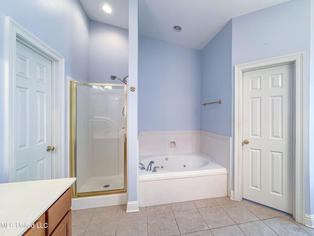 796 Hapuna Pl, Diamondhead, MS 39525 - bathroom featuring tile patterned floors, a shower stall, vanity, and a bath