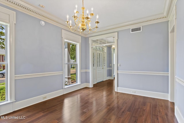 1034 Northpointe Dr, Jackson, MS 39211 - unfurnished dining area with ornamental molding, a chandelier, wood finished floors, and baseboards