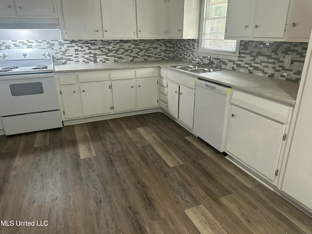 558 Daniel Cir, Jackson, MS 39212 - kitchen with white appliances, a sink, light countertops, and white cabinetry
