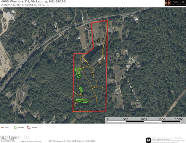 4005 Warriors Trl, Vicksburg, MS 39180 - map / location with property boundaries highlighted
