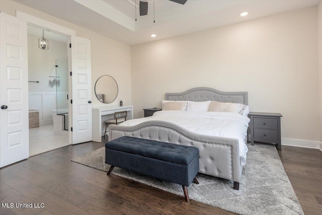13604 Live Oak Loop, Olive Branch, MS 38654 - bedroom featuring wood finished floors, recessed lighting, baseboards, and ceiling fan