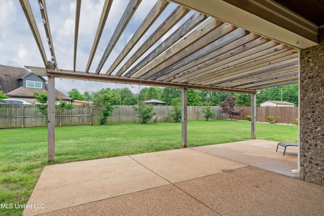 view of patio with a fenced backyard and a pergola