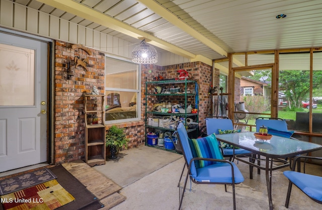 interior space featuring outdoor dining area