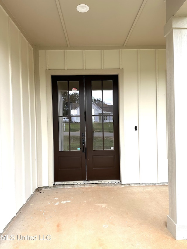 property entrance with french doors