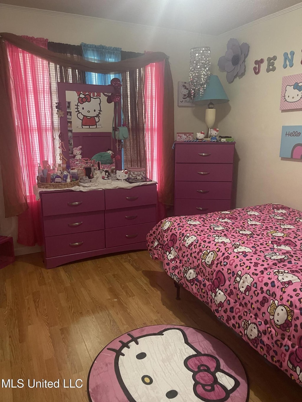 bedroom with light wood-style floors