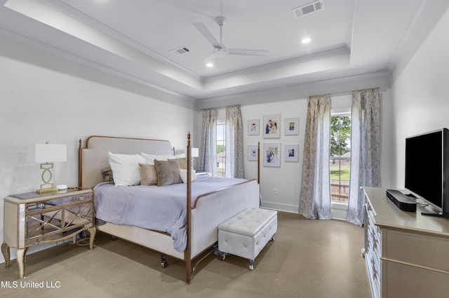 212 Ashbury Cv, Canton, MS 39046 - bedroom with visible vents, recessed lighting, a raised ceiling, and crown molding