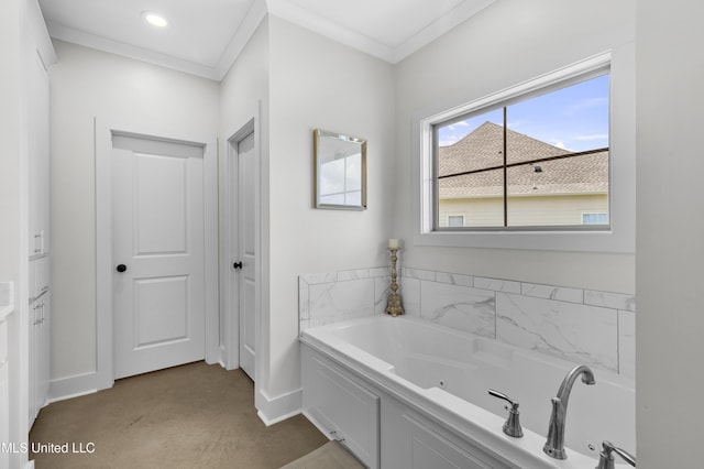 212 Ashbury Cv, Canton, MS 39046 - full bathroom featuring crown molding, baseboards, and a bath