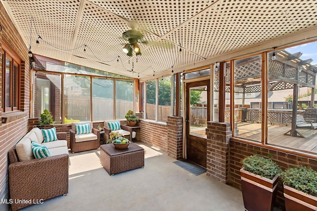 316 Meadow Creek Pl, Jackson, MS 39211 - sunroom / solarium with an outdoor living space and a ceiling fan