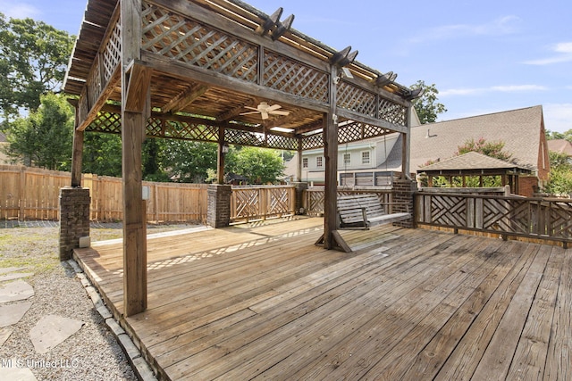 316 Meadow Creek Pl, Jackson, MS 39211 - deck featuring a gazebo and ceiling fan