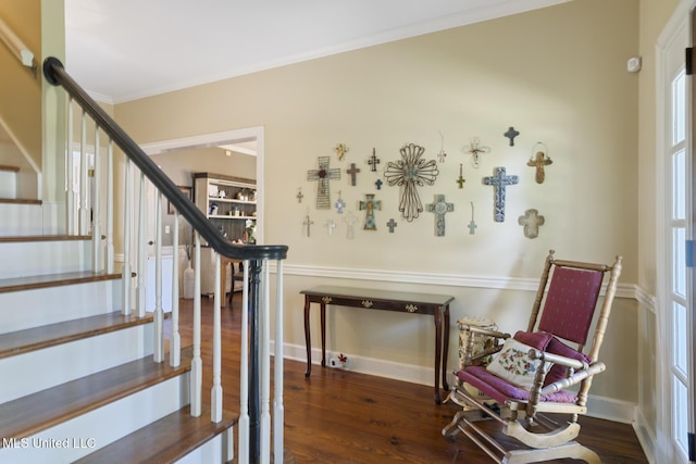 39 Moss Forest Cir, Jackson, MS 39211 - stairs with ornamental molding, wood finished floors, and baseboards
