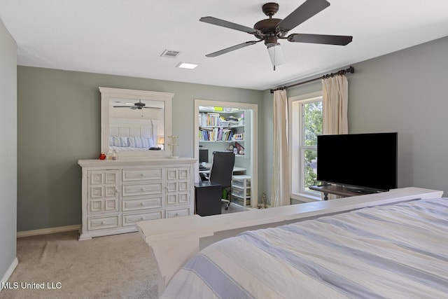 39 Moss Forest Cir, Jackson, MS 39211 - bedroom with carpet flooring, visible vents, ceiling fan, and baseboards