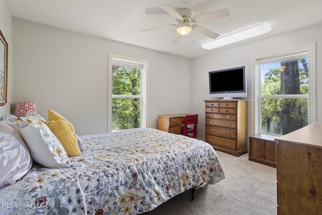 39 Moss Forest Cir, Jackson, MS 39211 - bedroom featuring a ceiling fan, multiple windows, and light colored carpet
