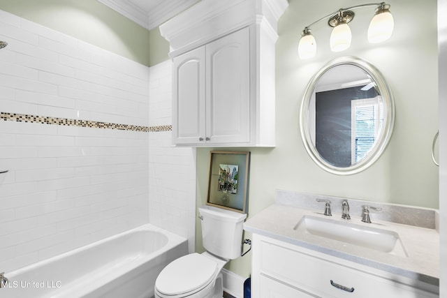 413 Miles Cv, Brandon, MS 39047 - full bath featuring vanity, toilet, crown molding, and shower / washtub combination