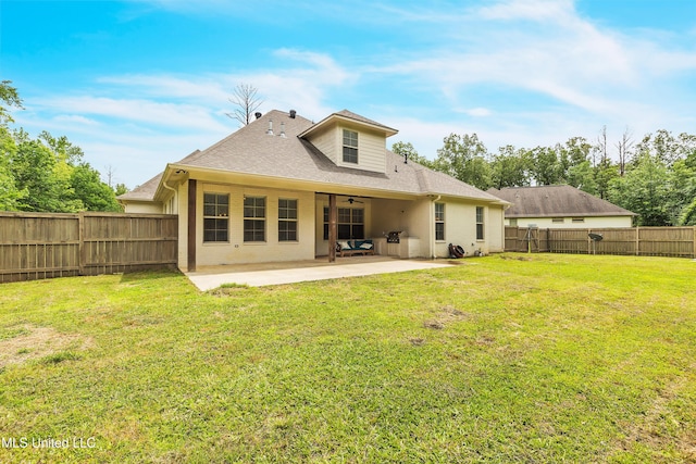 413 Miles Cv, Brandon, MS 39047 - back of house with ceiling fan, a patio, and roof with shingles