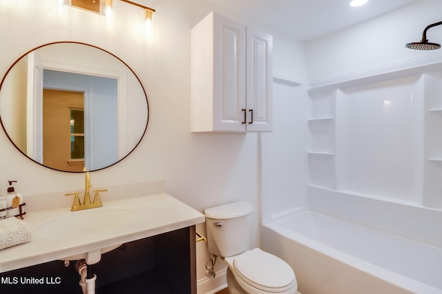 11014 Gannet St, Bay Saint Louis, MS 39520 - bathroom featuring toilet, vanity, shower / tub combination, and baseboards
