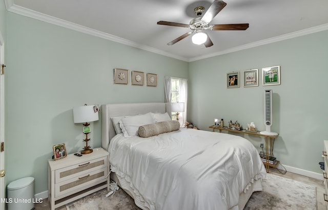 221 Boxwood Cir, Brandon, MS 39047 - bedroom with ornamental molding, baseboards, and a ceiling fan