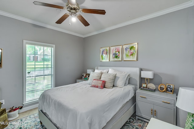 221 Boxwood Cir, Brandon, MS 39047 - bedroom with crown molding, multiple windows, and ceiling fan