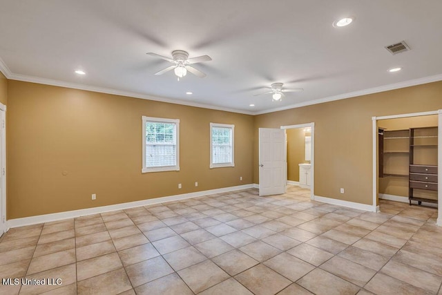 19 Poplar Cir, Gulfport, MS 39507 - unfurnished bedroom featuring recessed lighting, a walk in closet, ornamental molding, light tile patterned floors, and baseboards