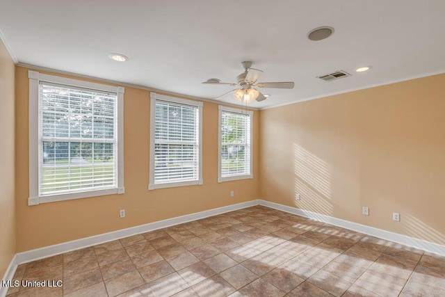 19 Poplar Cir, Gulfport, MS 39507 - unfurnished room with ornamental molding, baseboards, ceiling fan, and recessed lighting