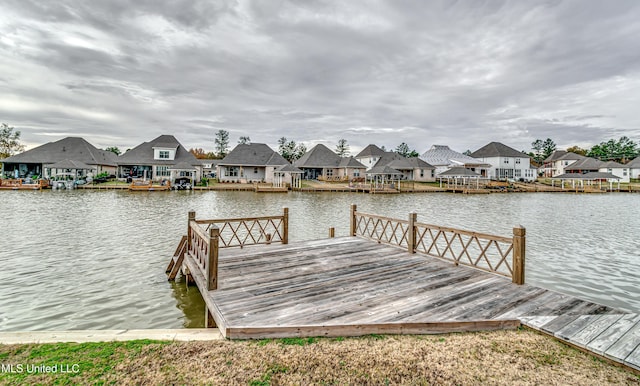 view of dock featuring a water view