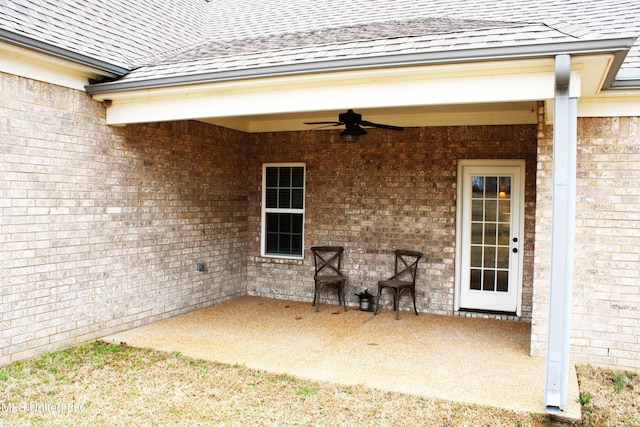 view of patio / terrace featuring ceiling fan