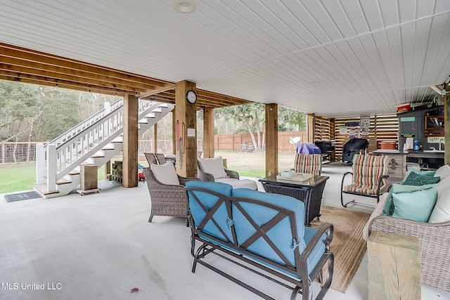 view of patio with an outdoor living space