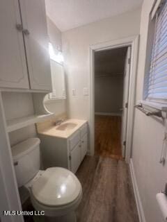 6709 Caraway Rd, Moss Point, MS 39562 - bathroom with vanity, toilet, and wood finished floors