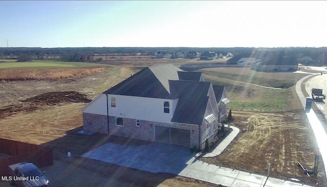 aerial view with a rural view