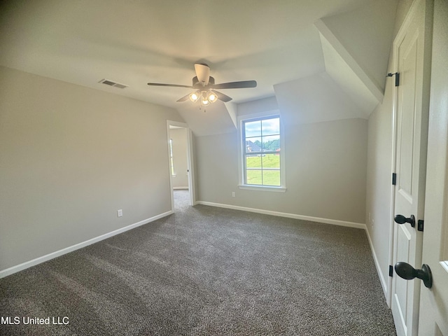 5322 Grays Valley Dr, Hernando, MS 38632 - bonus room featuring dark carpet, ceiling fan, and lofted ceiling