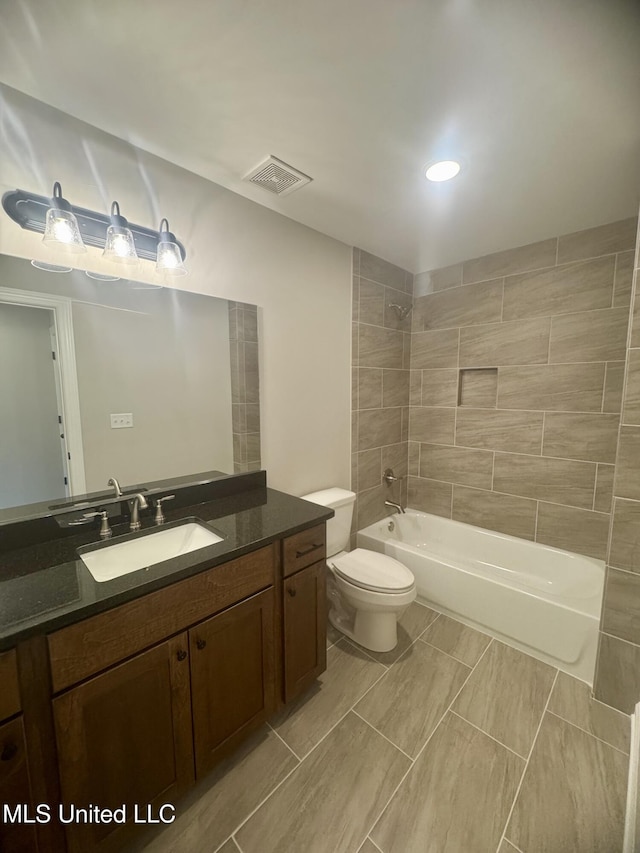 5322 Grays Valley Dr, Hernando, MS 38632 - bathroom with vanity, shower / bath combination, and recessed lighting