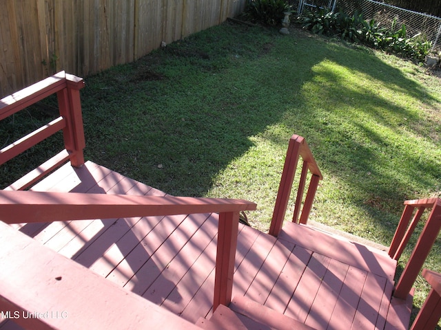 view of yard featuring a deck