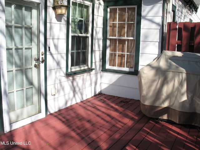 deck featuring area for grilling