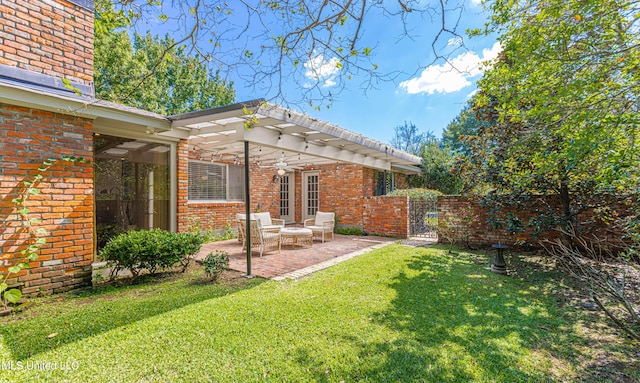 view of yard with a patio area and fence