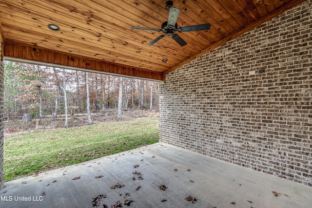 view of patio featuring ceiling fan