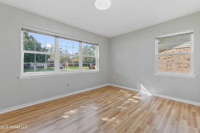 empty room with light wood-type flooring