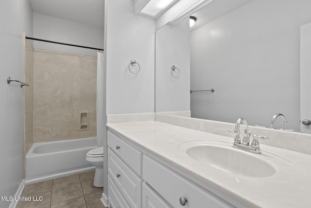 452 Pecan Cir, Brandon, MS 39042 - bathroom with vanity, tile patterned flooring, and shower / bathtub combination with curtain