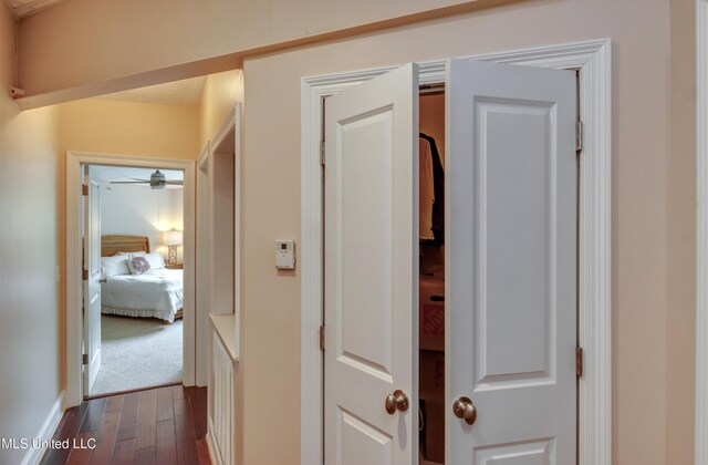 904 Northwood Cir, Brandon, MS 39047 - hall featuring baseboards and dark wood finished floors