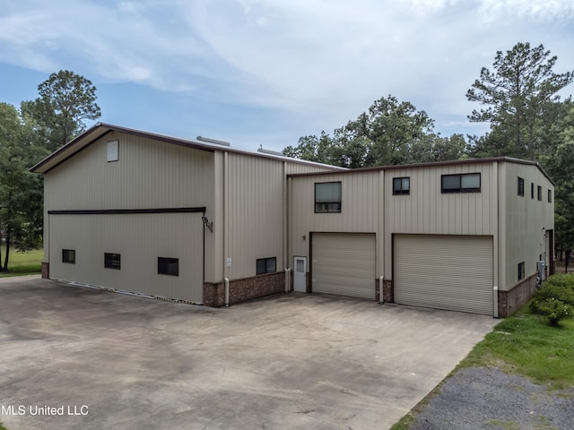 exterior space with a garage