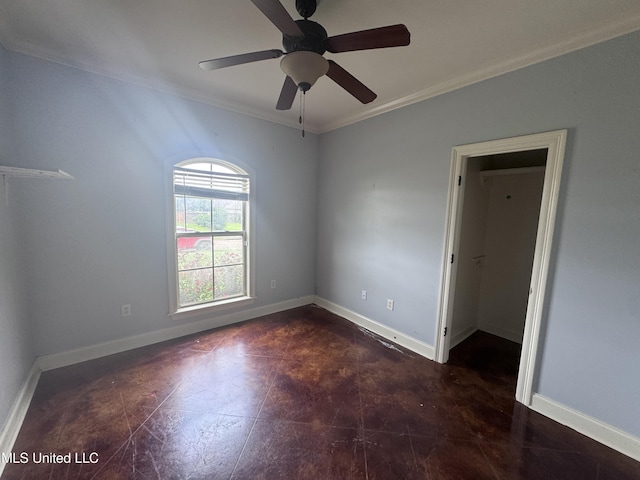515 Belle Oak Pl, Brandon, MS 39042 - spare room with crown molding, baseboards, and a ceiling fan