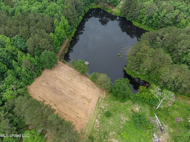 1597 Old Lake Rd, Brandon, MS 39042 - aerial view of property and surrounding area featuring a nearby body of water and a forest